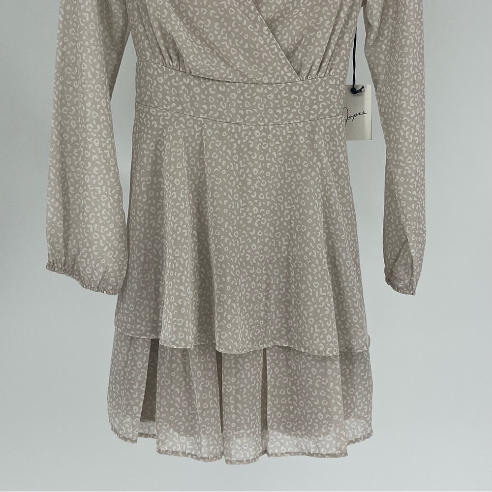 JAPANA NWT LEOPARD PRINT ANIMAL PRINT LONG SLEEVE NATURAL DRESS MEDIUM - Picture 7 of 10